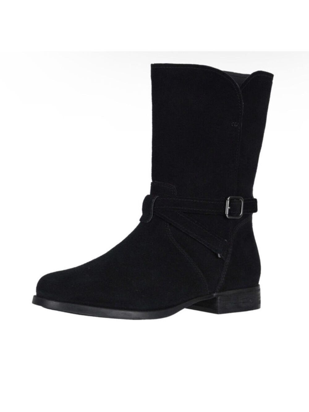 Kookaburra Ugg Black Suede Mid-Calf Buckle Boot size 7